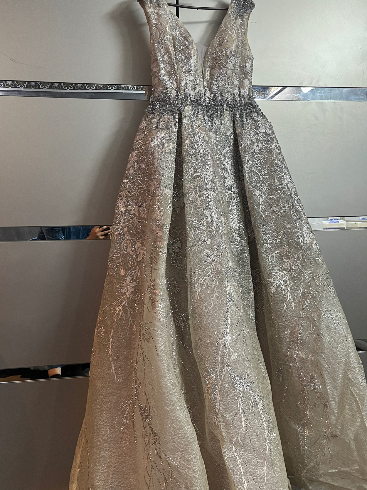 Silver evening dress