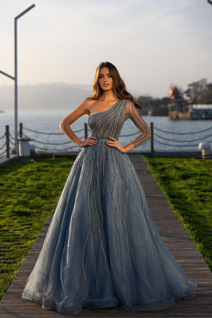 Blaue Abendkleid