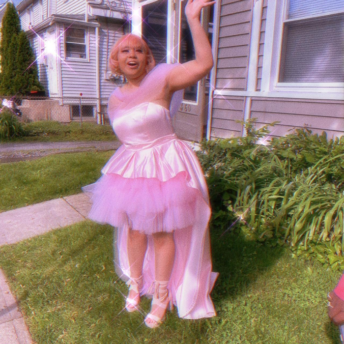 Pink strapless dress