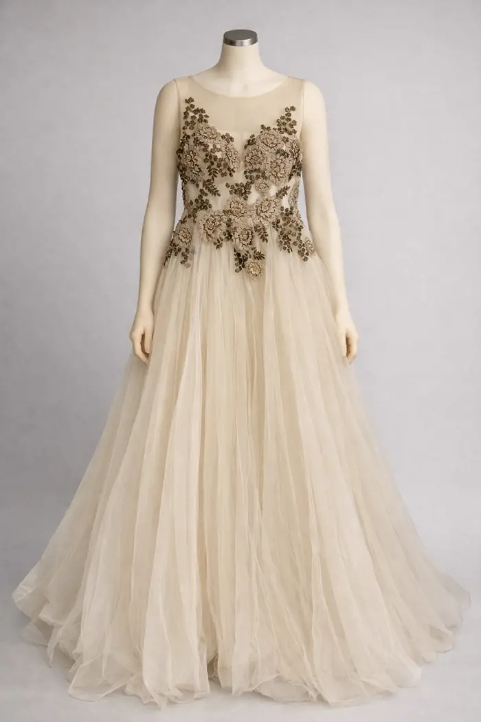 Beige Abendkleid
