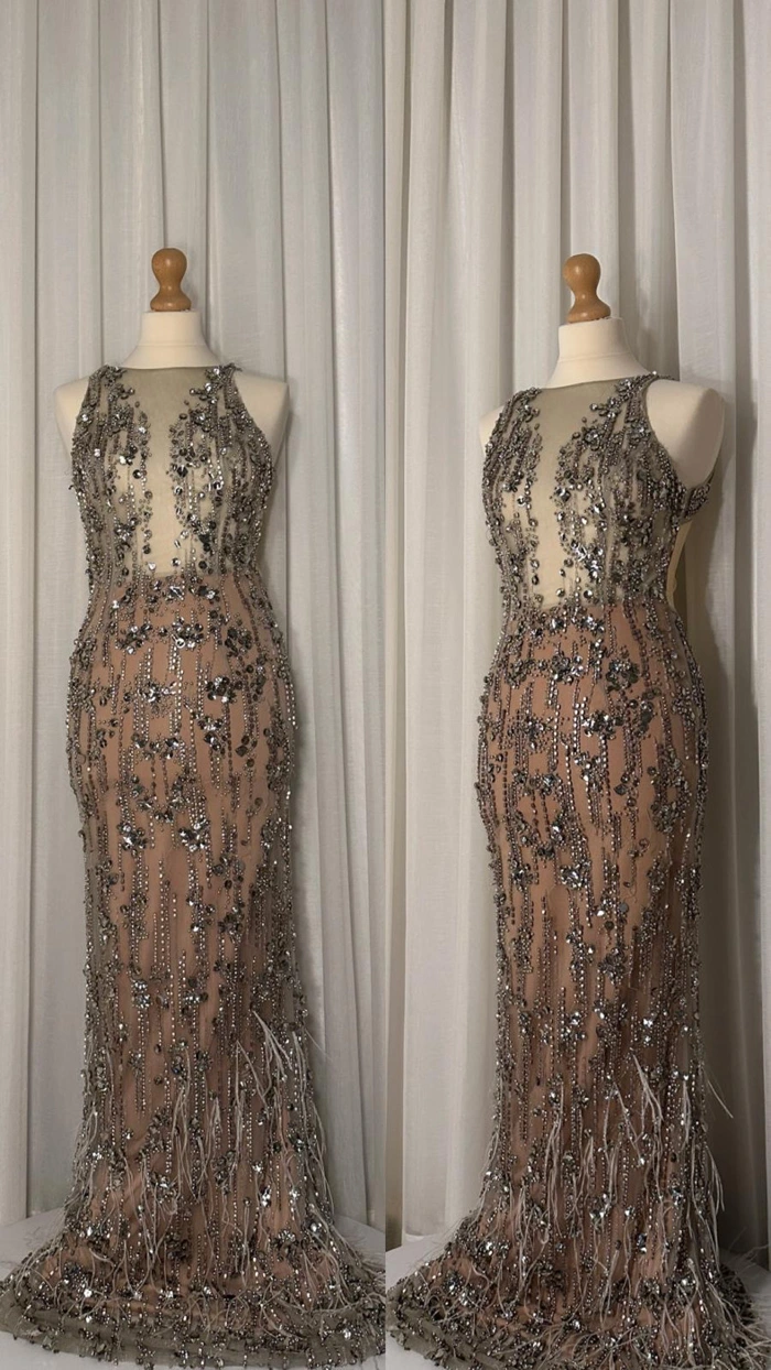 Beige Abendkleid