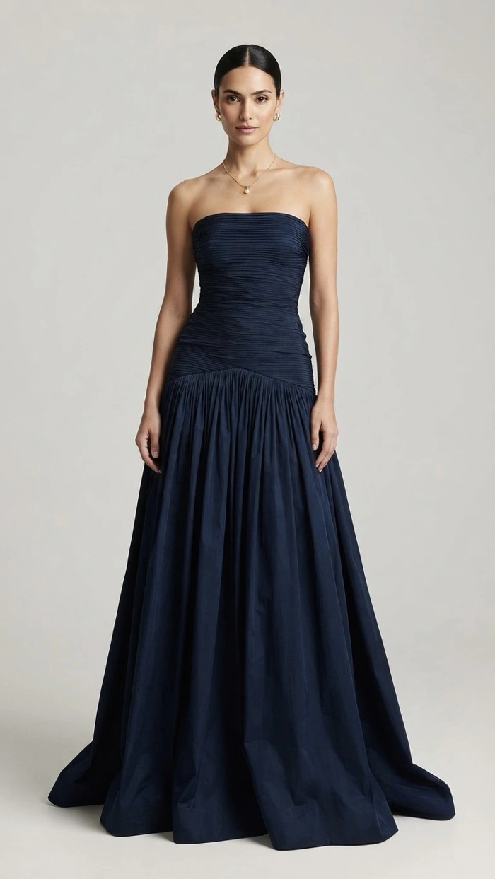 Vestido de noche azul marino
