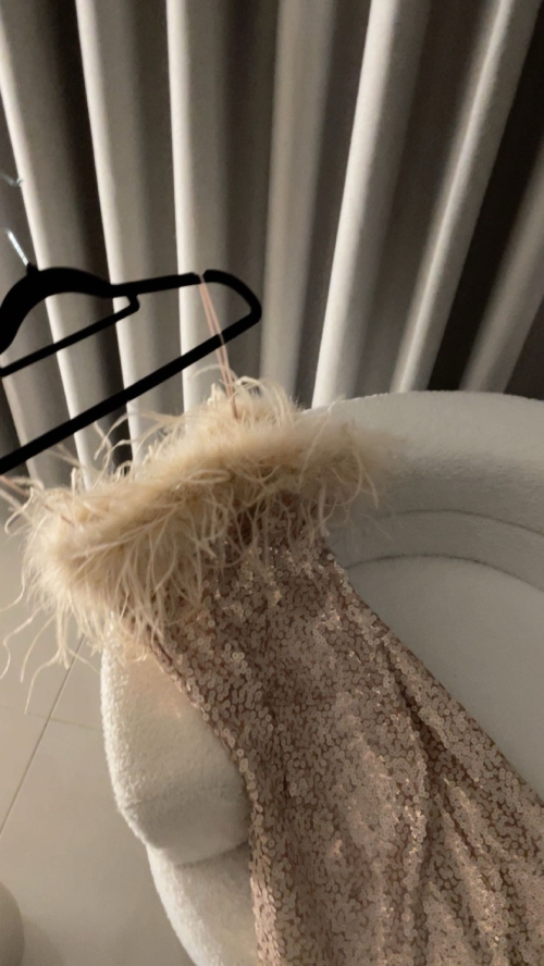 Night Out Dress - S, Beige , الباحه