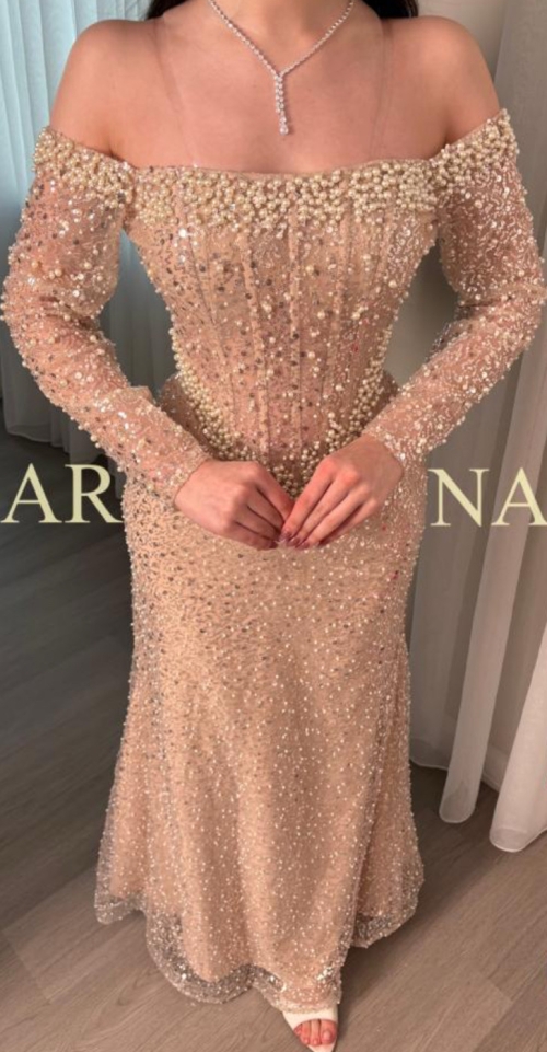 فستان  سهرة - S، ذهبي، رفحاء - صورة 2